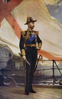 King George V in naval uniform (colour litho)