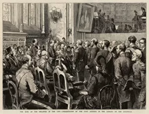 Godefroy Durand Gallery: The King of the Hellenes in the City, Presentation of the Civic Address in the Library of the Guildhall (engraving)