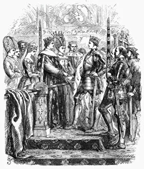 Late 15th Century Gallery: King Henry V meeting the King and Queen of France, Act V from Henry V by William Shakespeare