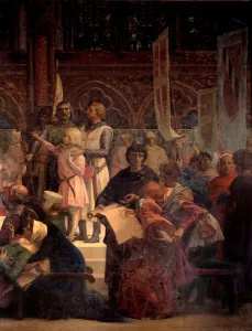 King Louis IX said Saint Louis (1214-1270) rendering justice Painting by Alexandre King Louis IX said Saint Louis (1214-1270) rendering justice Painting by Alexandre
