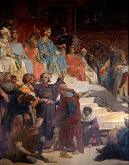 King Louis IX (Saint Louis) (1214-1270) rendering justice Painting by Alexandre Cabanel King Louis IX (Saint Louis) (1214-1270) rendering justice Painting by Alexandre Cabanel