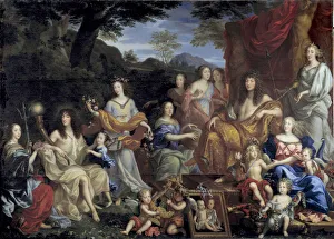 King Louis XIV and his family disguises in mythological figures The king, on the right King Louis XIV and his family disguises in mythological figures The king, on the right