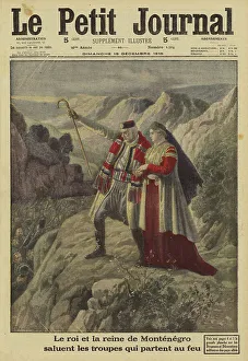 1914 1918 Wwi Ww One Gallery: King Nicholas I and Queen Milena of Montenegro saluting their soldiers heading off to fight