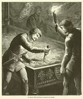 A King's Bed and how it used to be made (engraving)