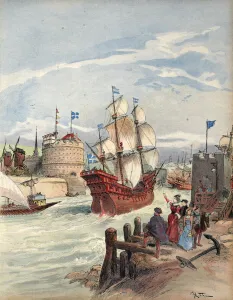 The King's fleet at Havre: La Belle Francoise, illustration from Francois Ier The King's fleet at Havre: La Belle Francoise, illustration from Francois Ier