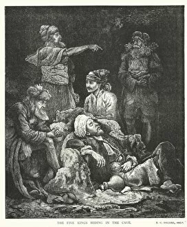 The Five Kings hiding in the Cave (engraving)