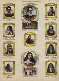 King Charles I Collection: Kings and Queens of England (coloured engraving)