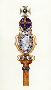 The King's Royal Sceptre from the Crown Jewels of England, 1919 (colour litho) The King's Royal Sceptre from the Crown Jewels of England, 1919 (colour litho)