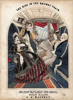 The Kiss in the Railway Train (colour litho)
