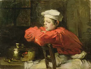 Kitchen boy on a cigarette break (oil on canvas)