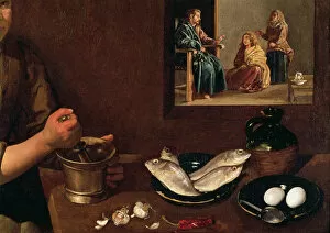 Diego Rodriguez de Silva y Velazquez Gallery: Kitchen Scene with Christ in the House of Martha and Mary (detail of Food on the Table with Christ)