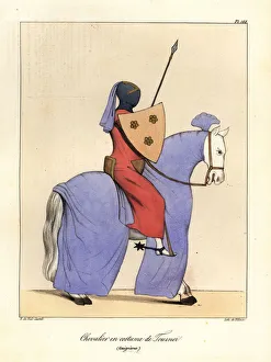 Knight in costume for a tournament, 12th century Knight in costume for a tournament, 12th century