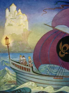 The Knight Perceval Approaches Camelot by Sea, 1920 (screen print) The Knight Perceval Approaches Camelot by Sea, 1920 (screen print)
