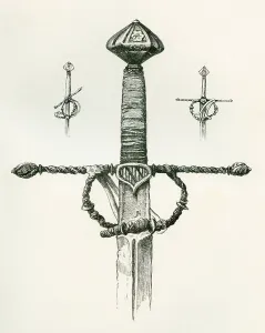 Thumb Gallery: Knight's Sword with double edged blade, spirally twisted crosspiece and forefinger