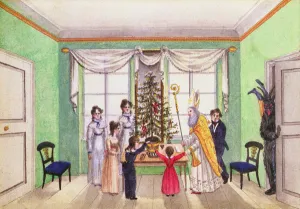 Santa Claus Gallery: Krampus and St. Nicholas from the journal of Carl Baumann written 1813-25 (w / c)