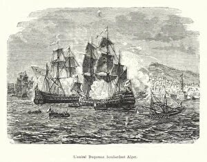 Maps Collection: L amiral Duquesne bombardant Alger (engraving)