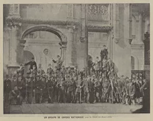 La Commune de Paris, Un Groupe De Gardes Nationaux, cour de l'Ecole des Beaux-Arts (b / w photo)