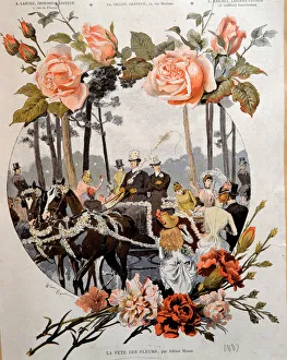 La fete des fleurs Drawing by Adrien Marie (1848-1891) 19th century Paris La fete des fleurs Drawing by Adrien Marie (1848-1891) 19th century Paris