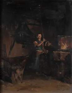 La forge (To my friend Peyre, affectionate memory), 1893 (oil on wood) La forge (To my friend Peyre, affectionate memory), 1893 (oil on wood)