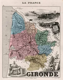 La Gironde (33), Aquitaine - France and its Colonies. Atlas illustrates one hundred