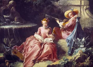 La lecon de musique Painting by Francois Boucher (1703-1770). 18th century. Paris La lecon de musique Painting by Francois Boucher (1703-1770). 18th century. Paris