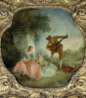 La lecon de musique Painting by Nicolas Lancret (1690-1743) 18th century Sun. 0,89x0,9 m La lecon de musique Painting by Nicolas Lancret (1690-1743) 18th century Sun. 0,89x0,9 m