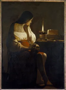 La Madeleine has the night light Painting (Vanite) by Georges de La Tour (1593-1652 La Madeleine has the night light Painting (Vanite) by Georges de La Tour (1593-1652