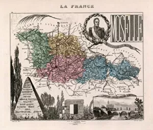 La Moselle (57) - France and its Colonies. Atlas illustrates one hundred and five maps from the maps of the depot of