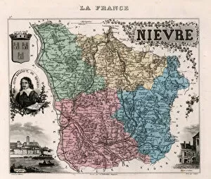 La Nievre (58), Burgundy - France and its Colonies. Atlas illustrates one hundred