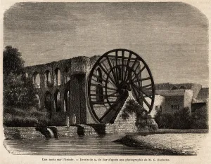 La noria (hydraulic machine for raising the water level using the energy produced by La noria (hydraulic machine for raising the water level using the energy produced by
