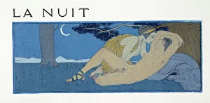 Bilitis Gallery: La Nuit, illustration from Les Chansons de Bilitis, by Pierre Louys, pub. 1922 (pochoir print)