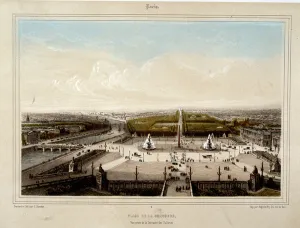 La Place de la Concorde - Lithography by Jacottet, 19th century La Place de la Concorde - Lithography by Jacottet, 19th century