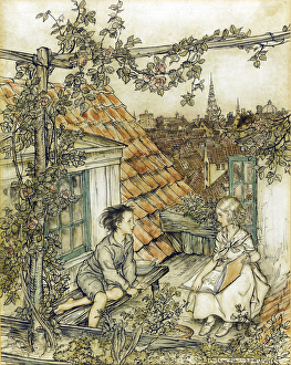 La Reine des neiges - Kay and Gerda in their garden high up on the roof La Reine des neiges - Kay and Gerda in their garden high up on the roof