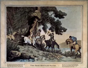 La rencontre des haut coursier (The high mettled racer). Dessin de Thomas Rowlandson (1756-1827) La rencontre des haut coursier (The high mettled racer). Dessin de Thomas Rowlandson (1756-1827)