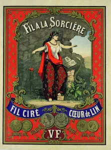 Coins Gallery: Label for Fil a la Sorciere brand of sewing thread (colour litho)