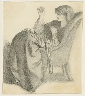 Lachesis: Study of Jane Morris Seated in a Chair Sewing, 1860s (pencil on paper) Lachesis: Study of Jane Morris Seated in a Chair Sewing, 1860s (pencil on paper)