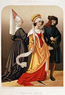 Flemish Region Gallery: Ladies and dambird of Flanders, 15th century - chromo. 19th century