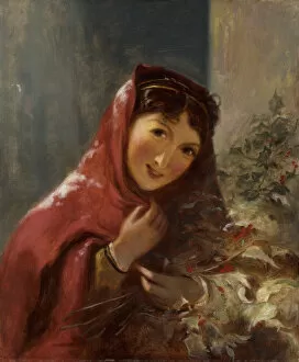 Images Dated 7th September 2012: Lady Carrying Holly Branches, 1850 (oil on canvas)