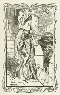 The Lady of Lyonesse sees Sir Gareth (engraving)