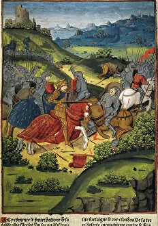Arthurian Legend Collection: Lancelot in a battle - VERARD, Antoine (15th century). English publisher and bookseller