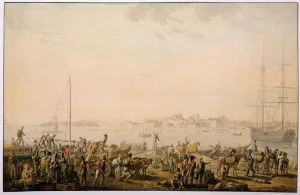 The landing of the British Army at Mondego Bay, circa 1808 (w/c) The landing of the British Army at Mondego Bay, circa 1808 (w/c)