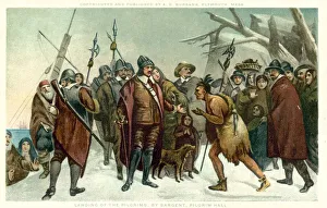 Landing of The Pilgrim Fathers (colour litho) Landing of The Pilgrim Fathers (colour litho)