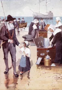 The Landing of the Pilgrim Fathers (colour litho) The Landing of the Pilgrim Fathers (colour litho)