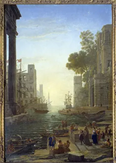 Landscape with the boat of Saint Paula Romana at Ostia.Saint Paula leaves her children to Landscape with the boat of Saint Paula Romana at Ostia.Saint Paula leaves her children to