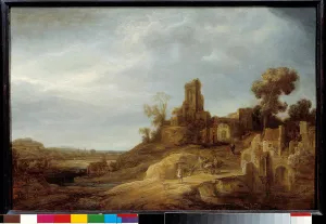 Landscape at the Bridge and the Ruins Painting by Govaert Flink (1615/1616-1660) 1637 Sun Landscape at the Bridge and the Ruins Painting by Govaert Flink (1615/1616-1660) 1637 Sun