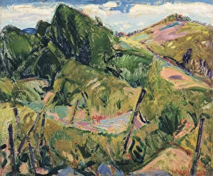 Landscape, c.1916 (verso of 327404) (oil on gessoed board)