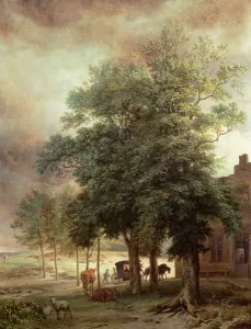 Landscape with carriage or House beyond the trees Landscape with carriage or House beyond the trees