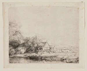 Hollanders Gallery: Landscape with a Cow Drinking, c.1650 (etching and drypoint on ivory laid paper)