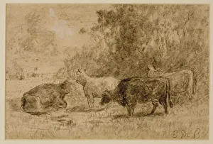 Landscape with Four Cows, c. 1880s (charcoal on paper) Landscape with Four Cows, c. 1880s (charcoal on paper)