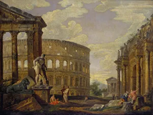 Landscape with Hercules and ruins of ancient Rome par Panini, Giovanni Paolo (1691-1765) Landscape with Hercules and ruins of ancient Rome par Panini, Giovanni Paolo (1691-1765)